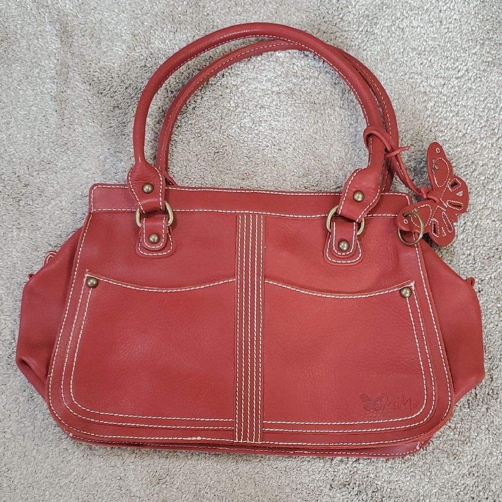 MiMo Genuine Leather Red Women's Handbag.